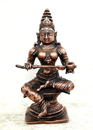 Searchers Paradise - Copper Idols Annapoorani,4 inches, Copper Handmade 340 Grams, Patina Antique Finish, Pack of 1 Piece