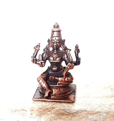 Searchers Paradise - Copper Idols Raja Rajeshwari ,1.6  inches, Copper Handmade 50 Grams, Patina Antique Finish, Pack of 1 Piece