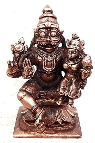 Searchers Paradise - Copper Idols Lakshmi Narasimhar,2.8 inches, Copper Handmade 276 Grams, Patina Antique Finish, Pack of 1 Piece