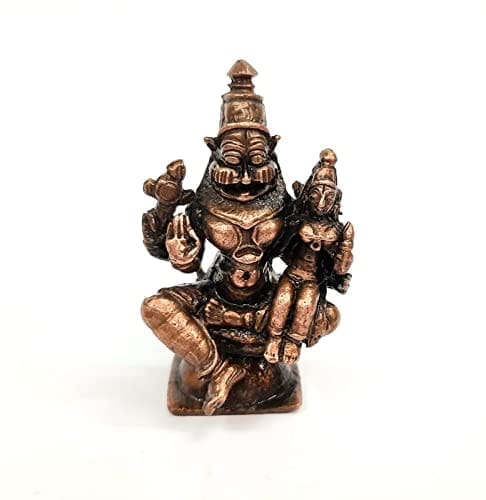 Searchers Paradise - Copper Idols Lakshmi Narasimhar ,1.7 inches, Copper Handmade 50 Grams, Patina Antique Finish, Pack of 1 Piece