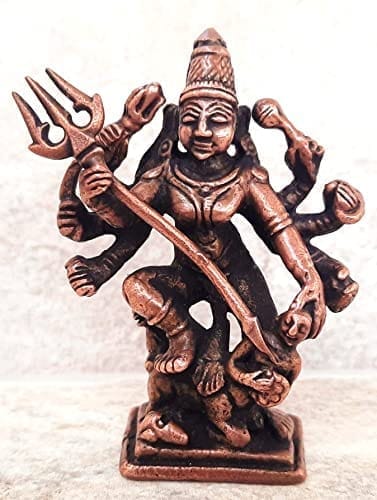 Searchers Paradise - Copper Idols Mahishasura Mardhini,2.3 inches, Copper Handmade 79  Grams, Patina Antique Finish, Pack of 1 Piece