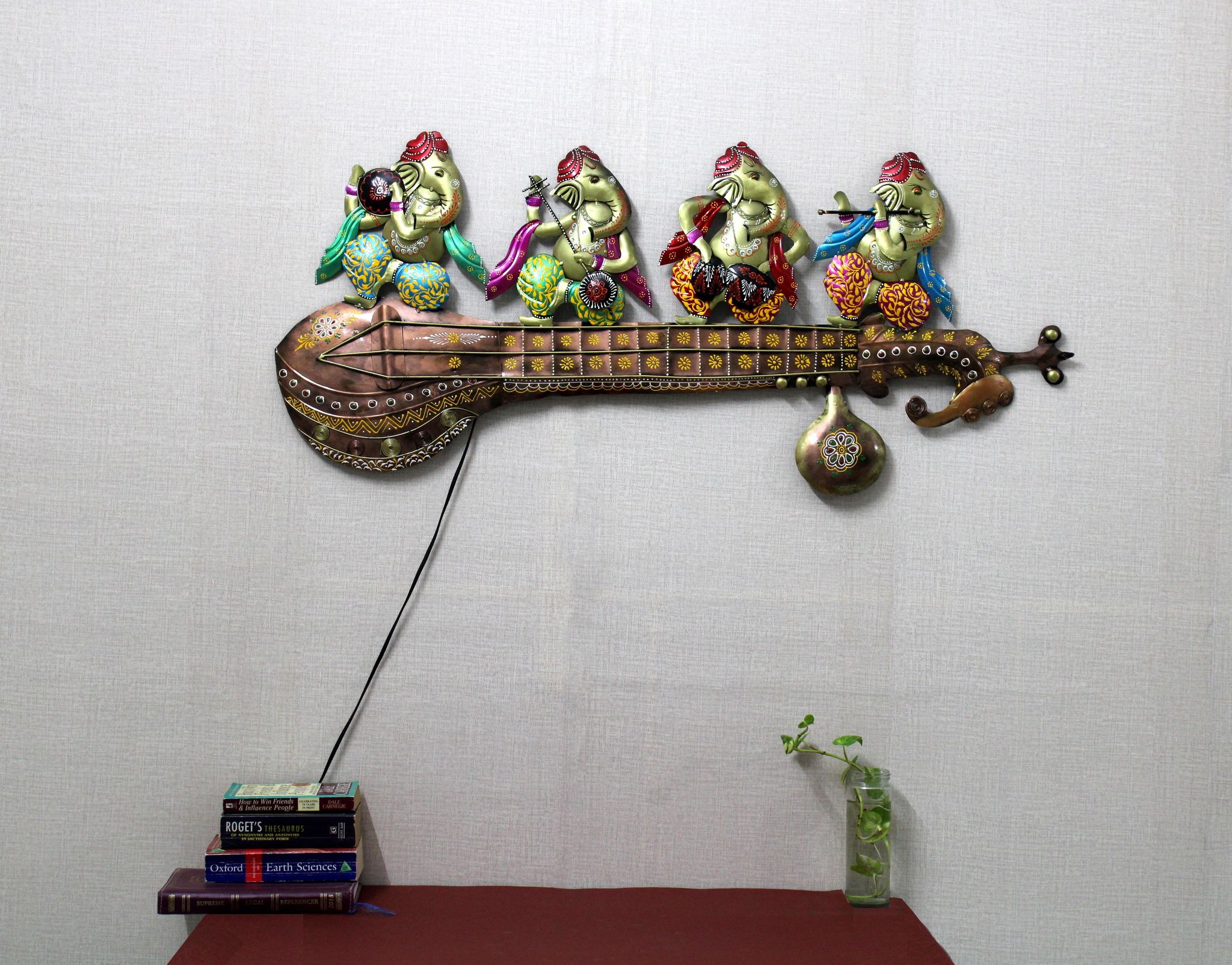 Beautifully Crafted Wall Decor Veena Ganesha With LED light For Home or office Decor 102 CMs