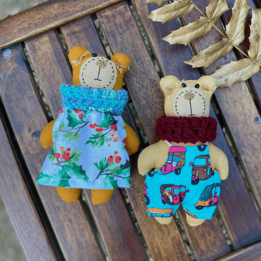 Fabric Dolls, Set of 2 Dolls, Bears