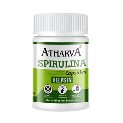 ATHARVA Spirulina Capsules (May lower cholesterol and triglyceride levels. Rich in many nutrient. Boasts powerful antioxidant and anti-inflammatory properties)