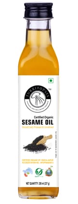 TURRITOPSIS Wood pressed Sesame Gingelly (Til) Oil Certified Organic Cold pressed Kachi Ghani Kohlu Chekku Virgin Unrefined Pure Natural Cooking Oil 250 ml Pack of 1