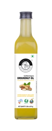 Turritopsis Kachi Ghani Groundnut Oil Certified Organic Kohlu Chekku Wood pressed Cold pressed Virgin Unrefined Pure Natural Cooking Oil 500 ml Pack of 1