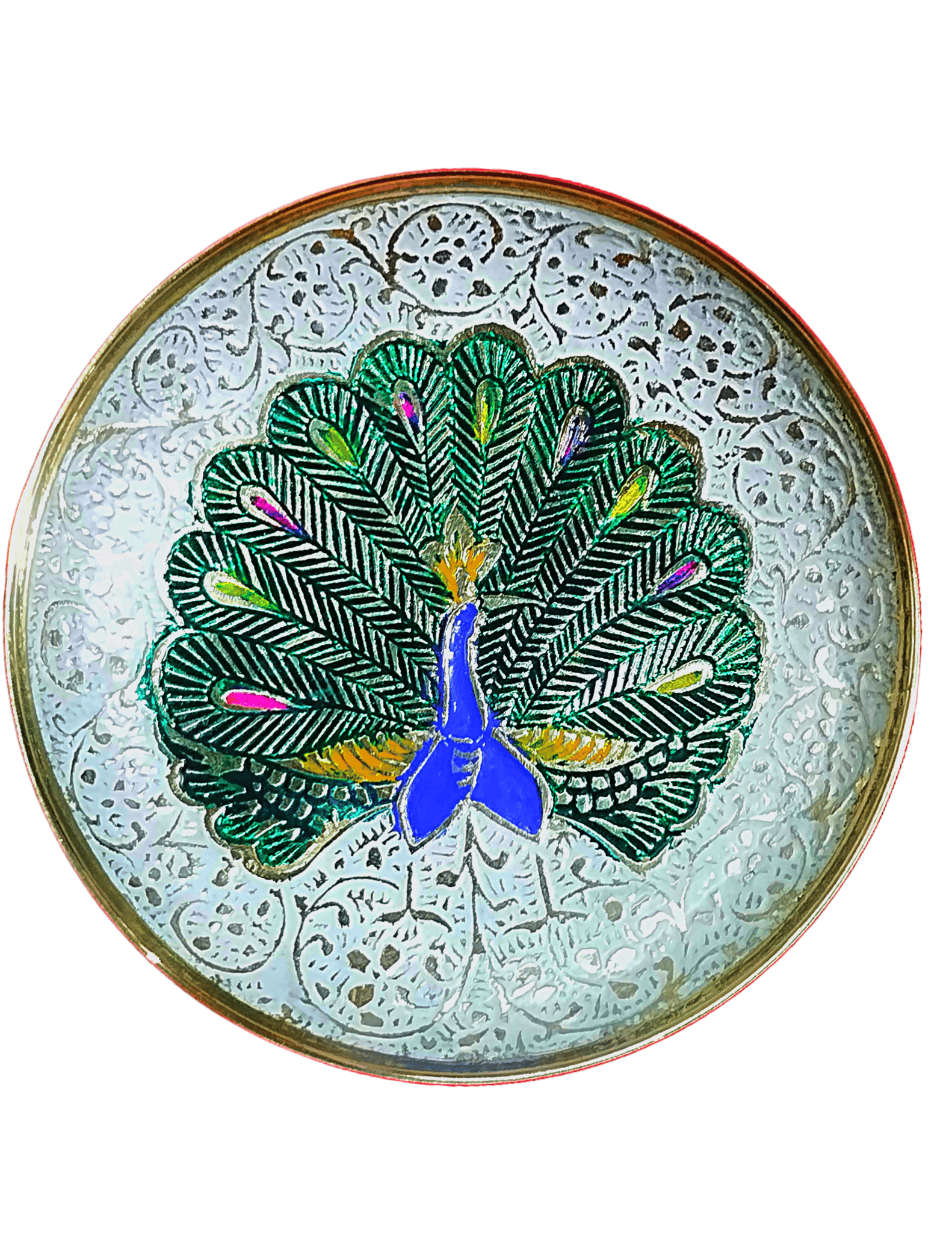 Brass Home Decorative Quarter Plate Peacock Meenakari Showpiece for Home and Office