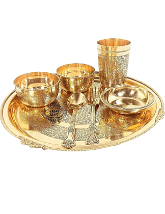 Jawahar Bartan Bhandar  Pooja Thali  Gold-Color