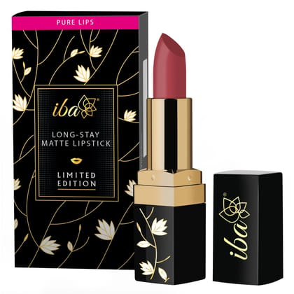 Iba Long Stay Matte Lipstick Limited Edition L03 Pink Pout, 4 g | Intense Colour | Highly Pigmented and Long Lasting Matte Finish | Enriched with Vitamin E