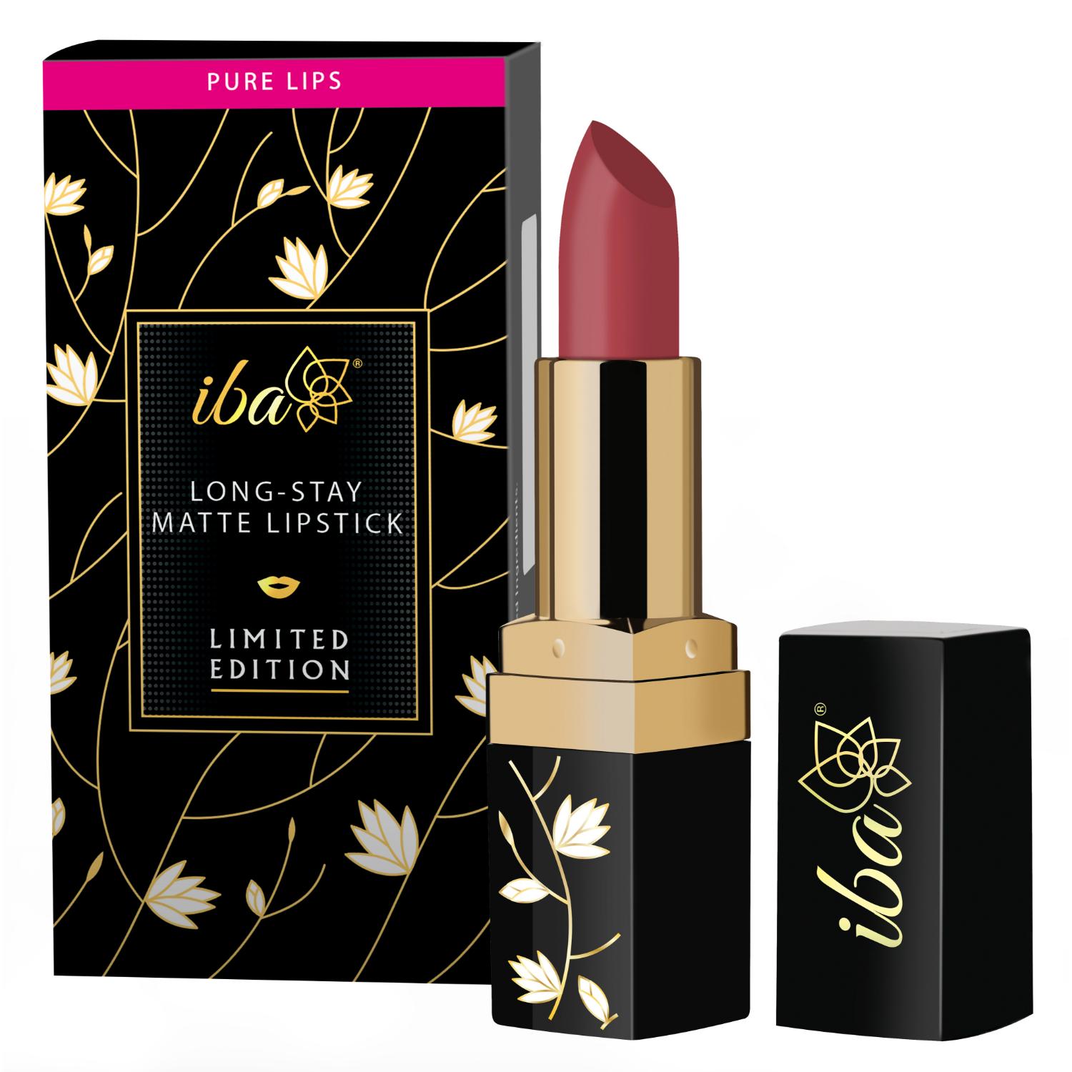 Iba Long Stay Matte Lipstick Limited Edition L03 Pink Pout, 4 g | Intense Colour | Highly Pigmented and Long Lasting Matte Finish | Enriched with Vitamin E