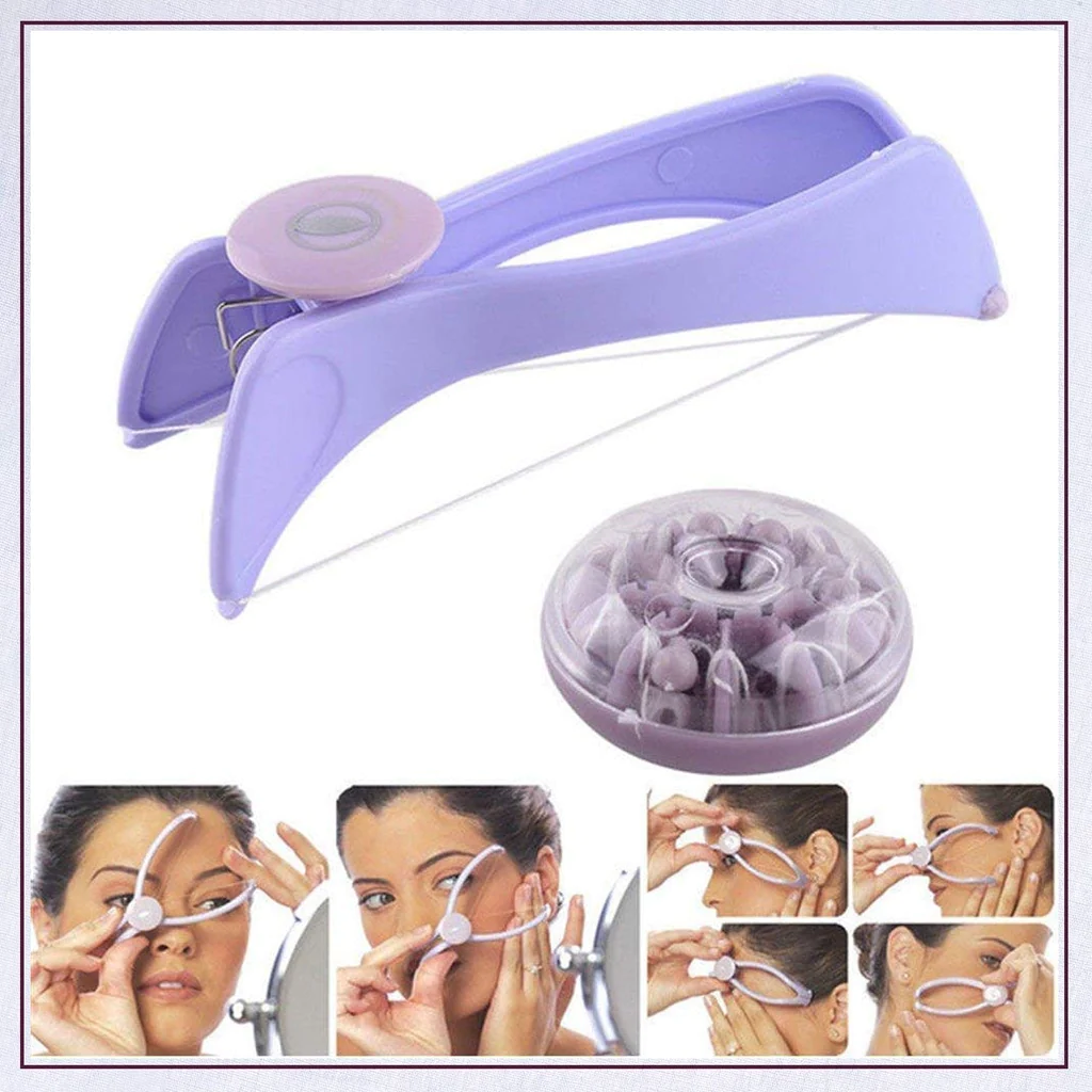 Ruhi Technoplast Slique Painless Eyebrow, Upper Lips, Face And Body Hair Removal Threading Manual Tweezer Machine Shaver System Kit