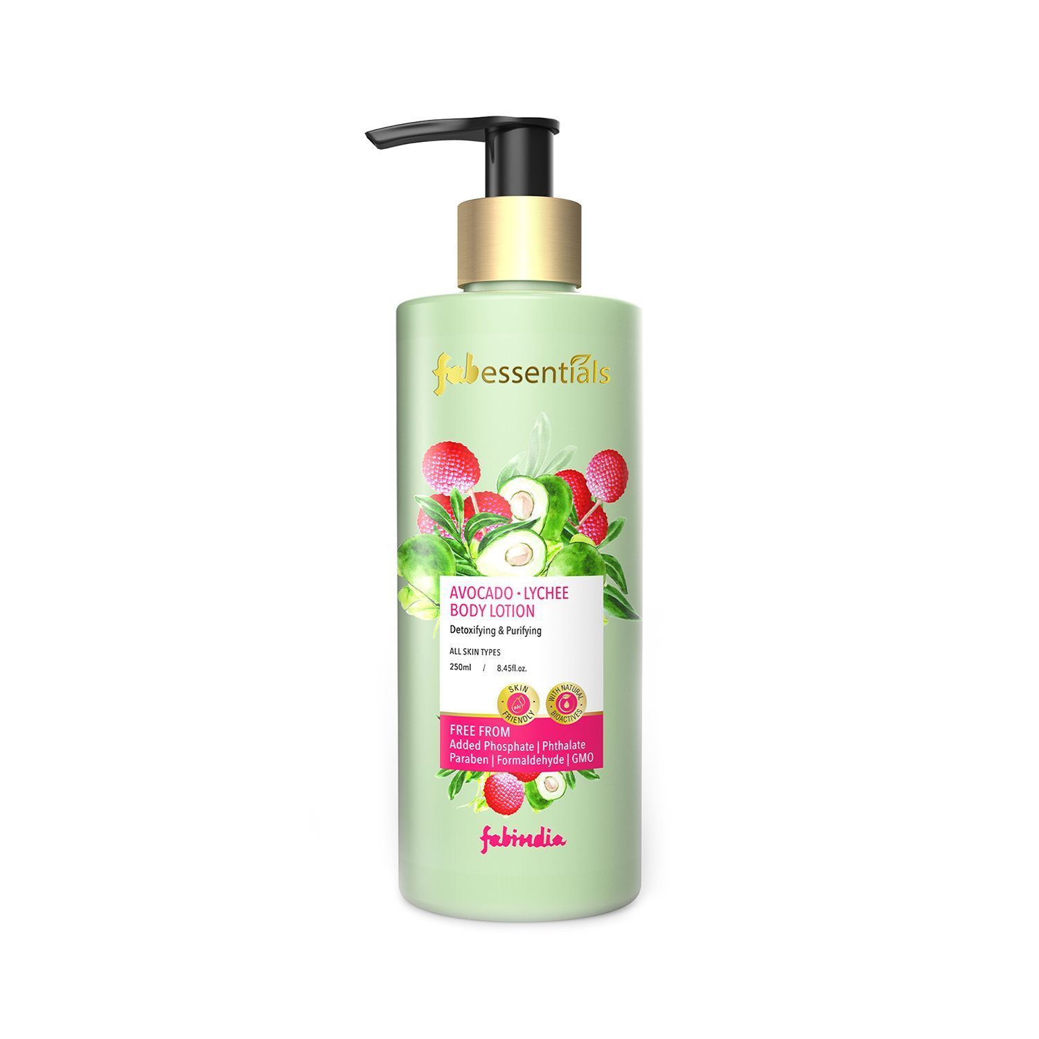 Fabessentials Avocado Lychee Body Lotion | enriched with Almond Oil | Detoxifying & Purifying Lotions that Moisturises & Nourishes | Protects against sunburn and free radical damage - 250 ml