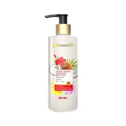 Fabessentials Coconut Hibiscus Cocoa Butter Body Lotion | with Aloe Vera & Cocoa Butter | for All Day Moisture | Non-Greasy & Skin Softening - 250 ml