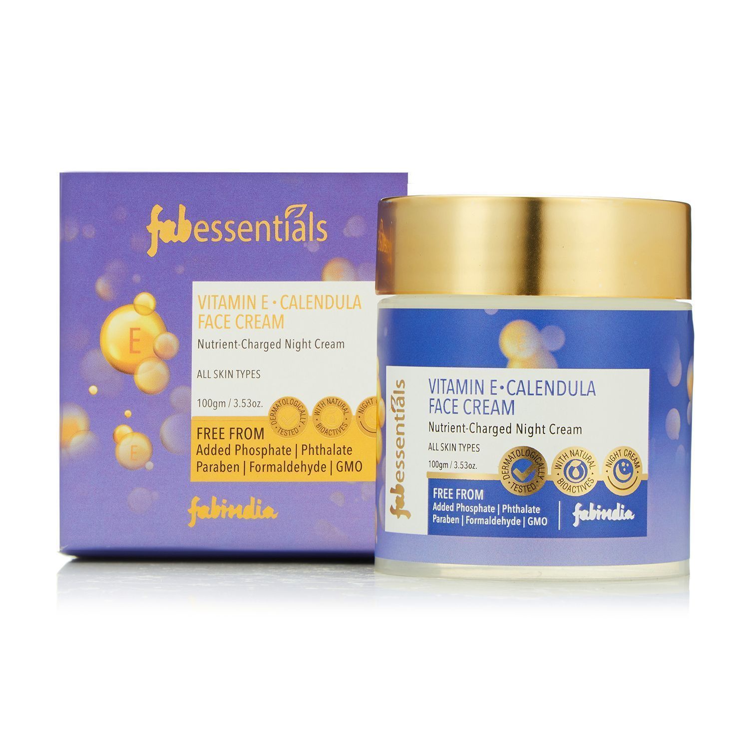 Fabessentials Vitamin E Calendula Night Cream | Nutrient Charged along with Natural-Moisturising Factor | Reduces Signs of Ageing, Fine Lines & Wrinkles for Nourished & Younger Looking Skin - 50 gm