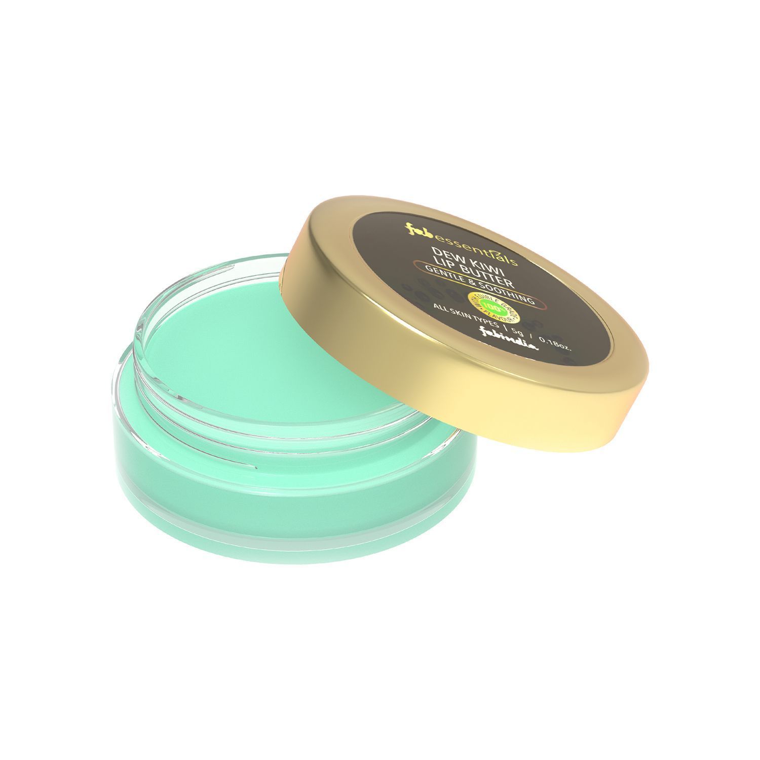 Fabessentials Dew Kiwi Lip Butter | infused with Shea Butter- & Bees Wax | with 100% Edible Grade Flavour & No Artificial Fragrance | for Instant Light Weight Lip Moisturisation - 5 gm