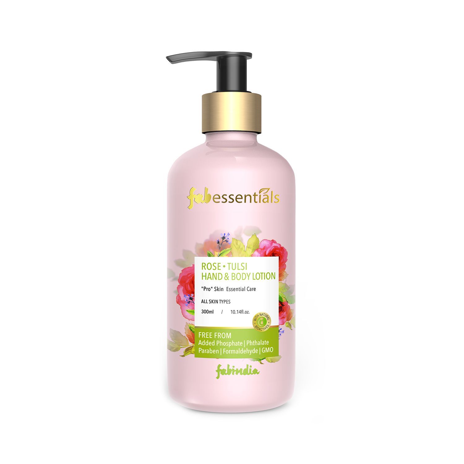 Fabessentials Rose Tulsi Hand & Body Lotion | infused with Shea Butter | Moisturises & Softens Rough Skin, Hand & Nail Cuticles - 300 ml