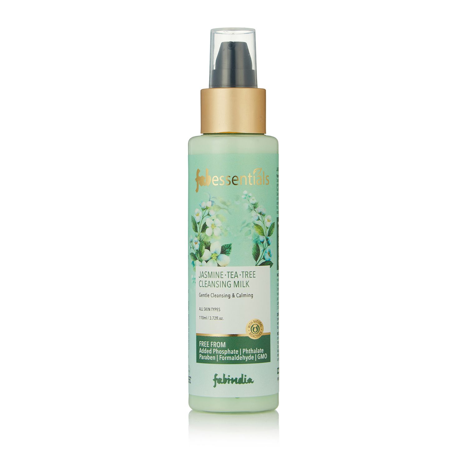 Fabessentials Jasmine Tea Tree Cleansing Milk | Gentle Cleansing & Calming Make-up Remover that Deeply Cleanses & Soothes Irritated Skin | with the Goodness of Salicylic Acid & Grape Seed Oil - 110 ml