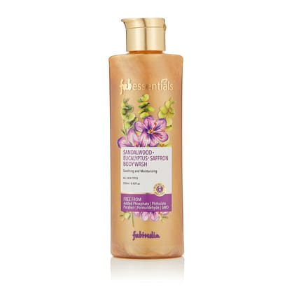 Fabessentials Sandalwood Eucalyptus Saffron Body Wash | with Cocoa Seed Butter | for Cleansing, Soothing & Moisturising Skin - 250 ml