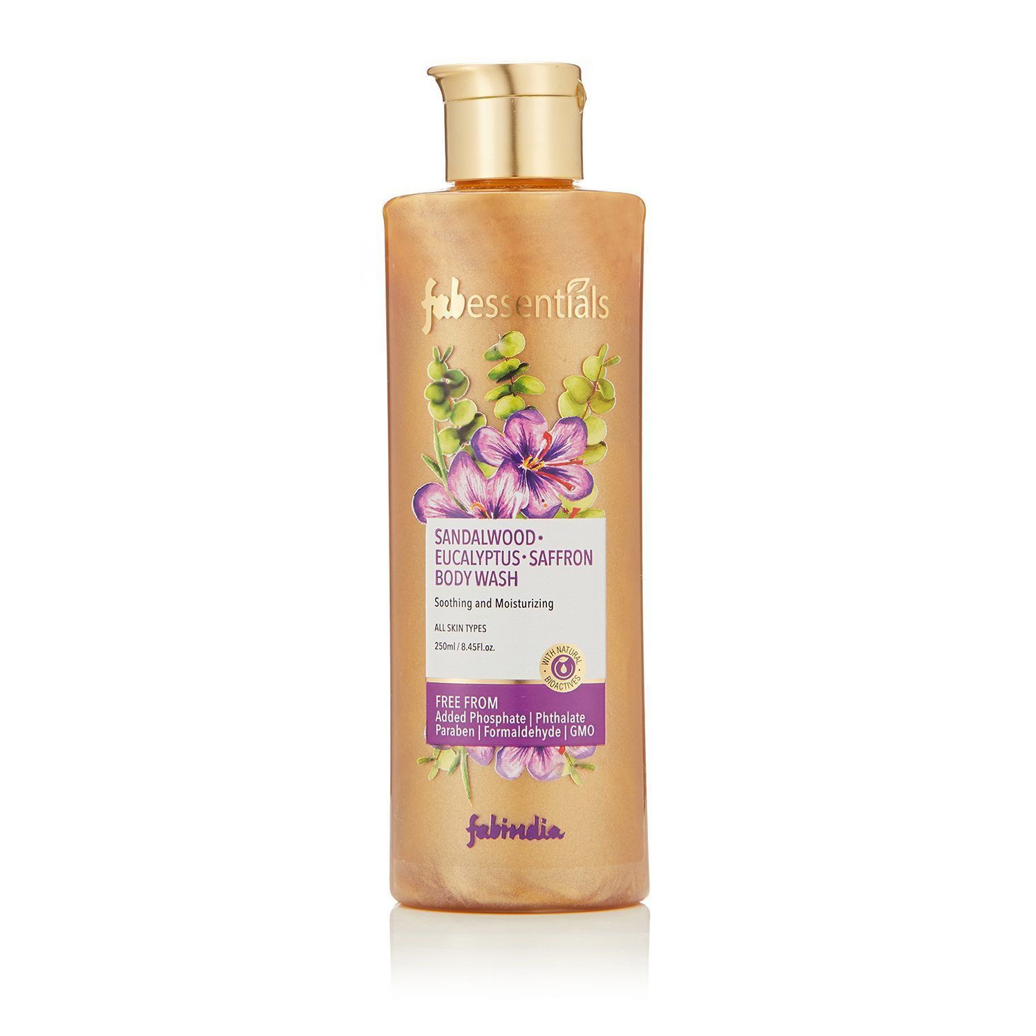 Fabessentials Sandalwood Eucalyptus Saffron Body Wash | with Cocoa Seed Butter | for Cleansing, Soothing & Moisturising Skin - 250 ml