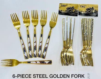 Appetizer/Salad/Dessert Fork Set, Harper Design by Godinger- Gold - Set of 6