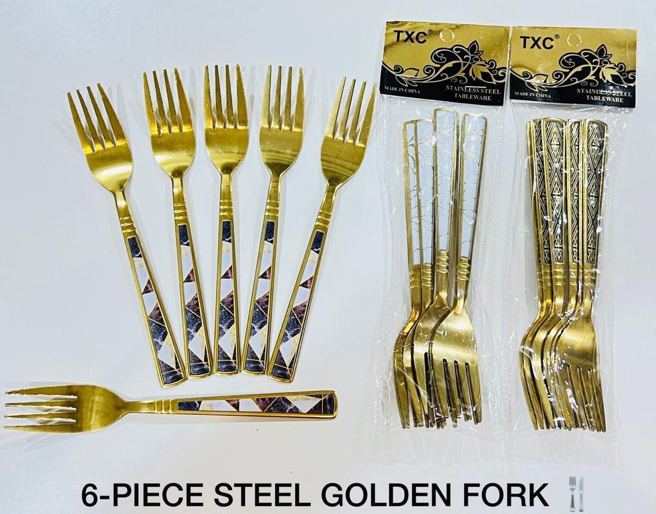 Appetizer/Salad/Dessert Fork Set, Harper Design by Godinger- Gold - Set of 6