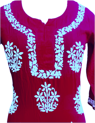 Wine Maroon  Chikankari Kurta Hand Embroidery Work