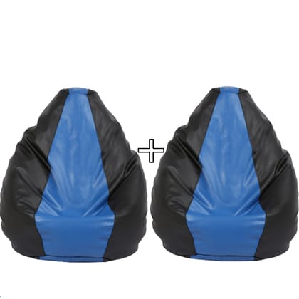 Ink Craft Buy One Get One Free: XL Faux Leather Tear Drop Bean Bag Cover - Black & Blue Dual Color Combo (Beans Not Included)