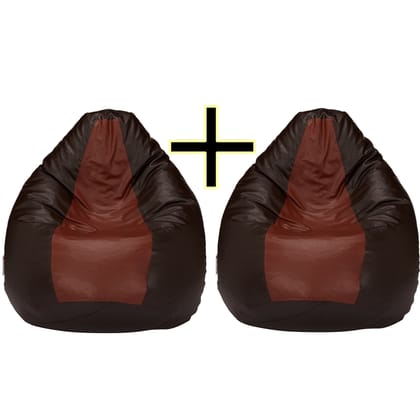 Ink Craft Buy One Get One Free: XL Faux Leather Tear Drop Bean Bag Cover - Black & Brown Dual Color Combo (Beans Not Included)