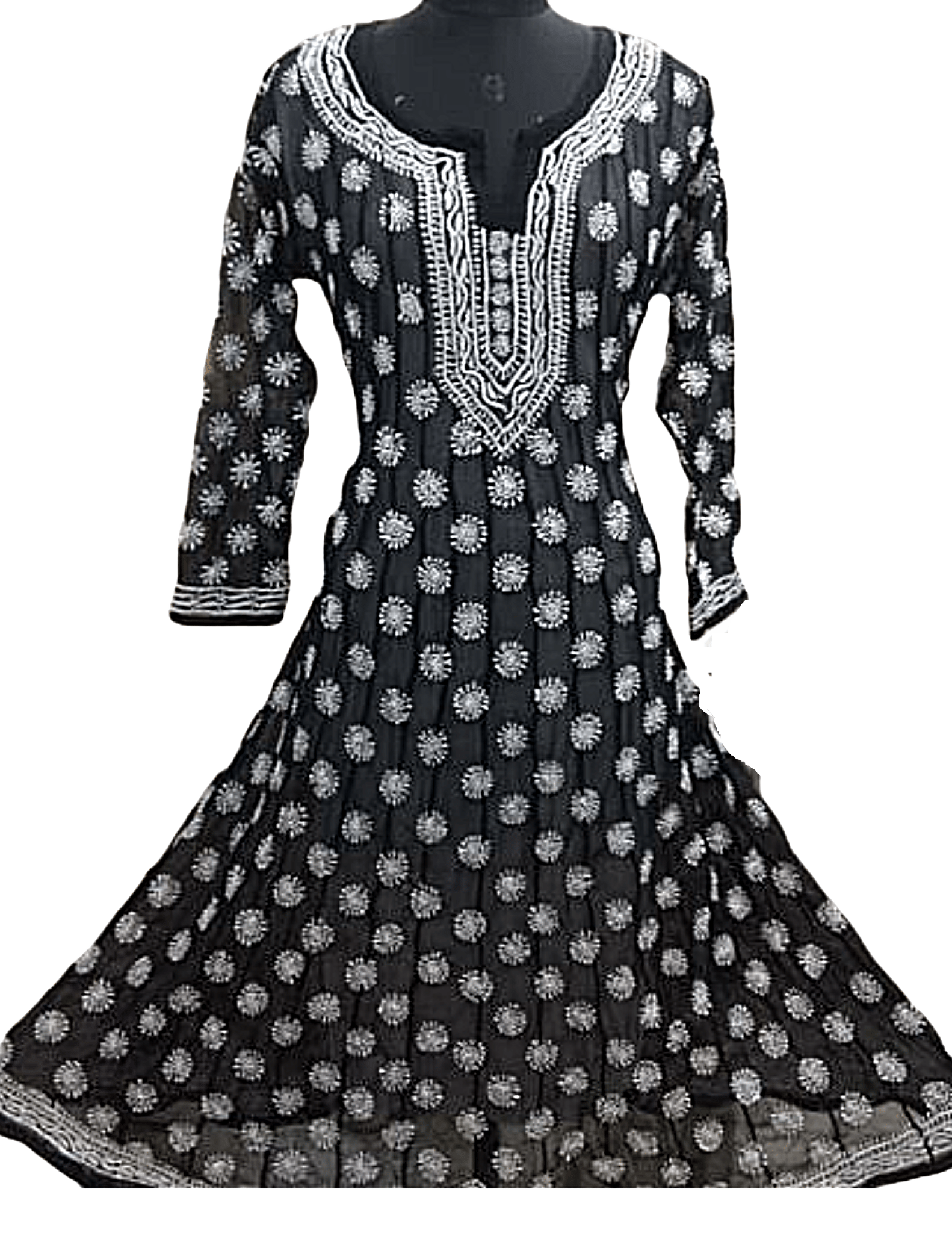 Black Anarkali Chikankari Kurta