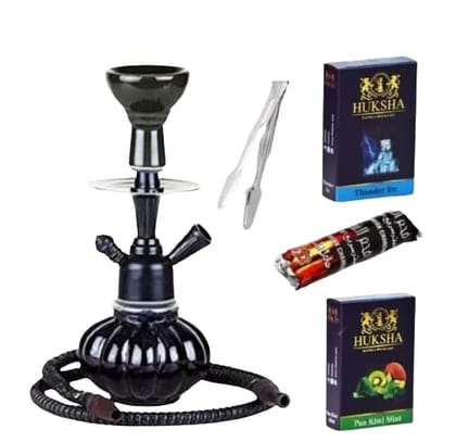 Misr Puff Brass and Iron Tray 12-inch Glass, Gold Plated Hookah  (Gold)