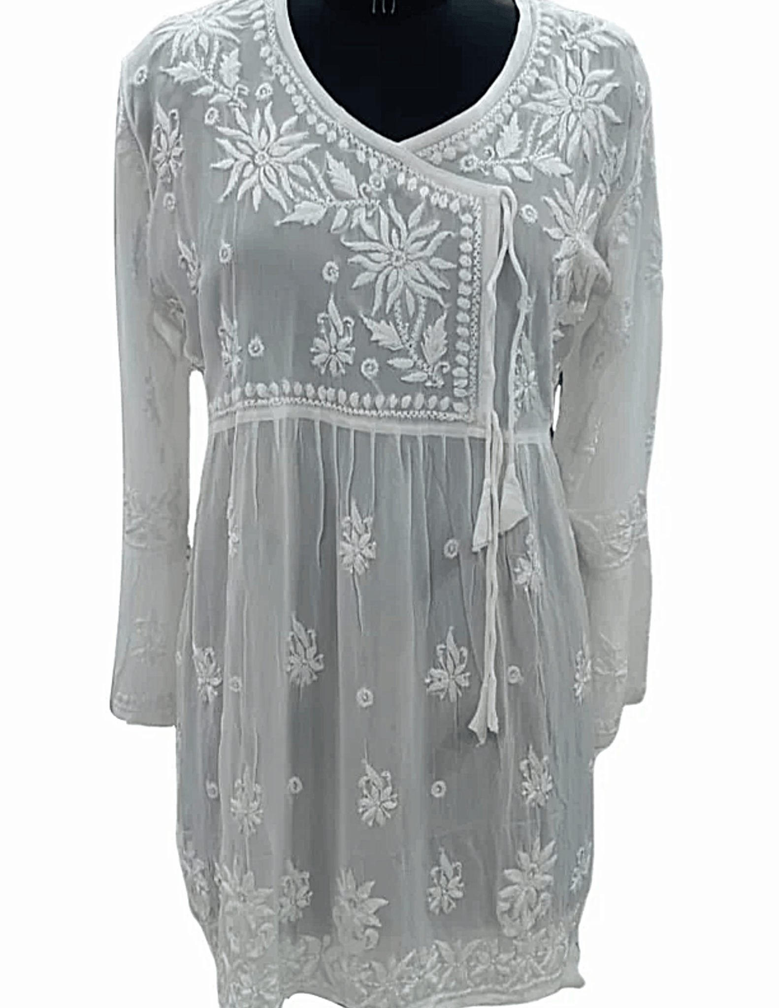 Lucknowi Cotton Chikankari White Kurti