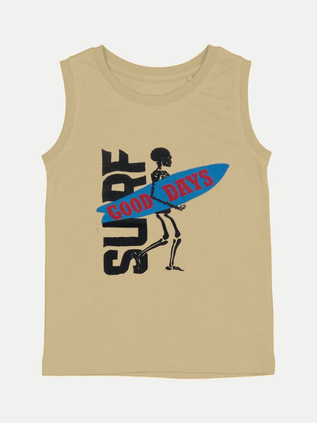 Teen Boys Beige  printed tanktop