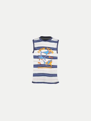 Teen Boys Off white / Blue Striper Tank Top