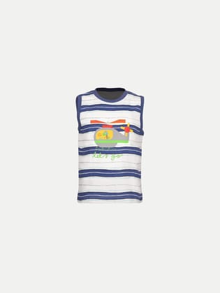 Teen Boys Off white / Blue Striper Tanktop