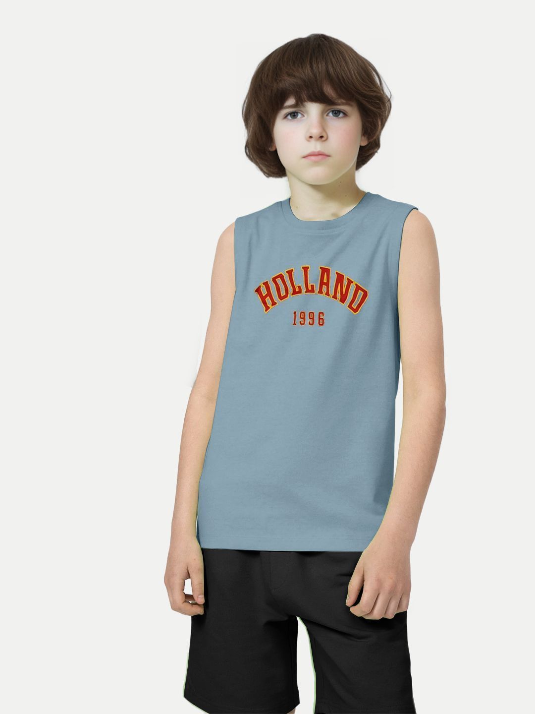 Teen Boys Teal  Graphic Printed Tanktop