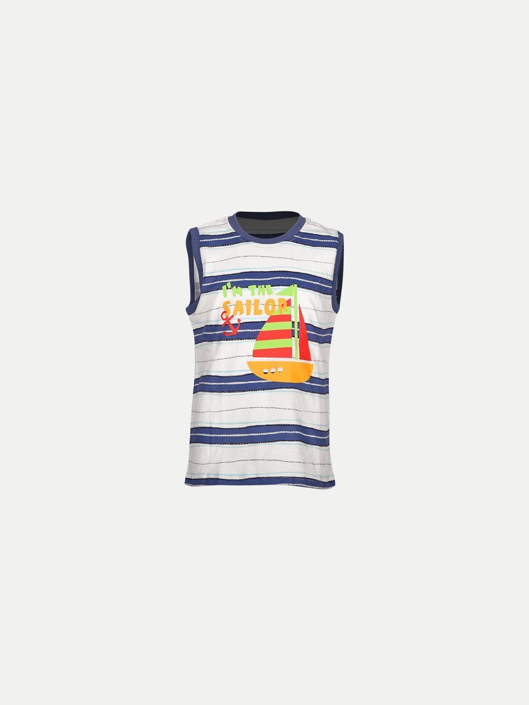 Teen Boys Off white / Blue Striper Tanktop