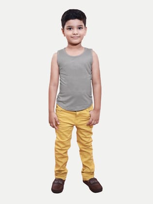 Teen Boys Grey  Solid Tank Top