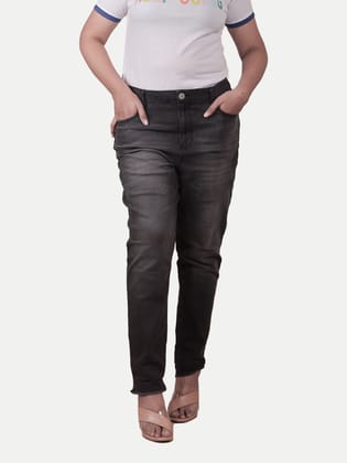 Women Black Washed Denim Pants