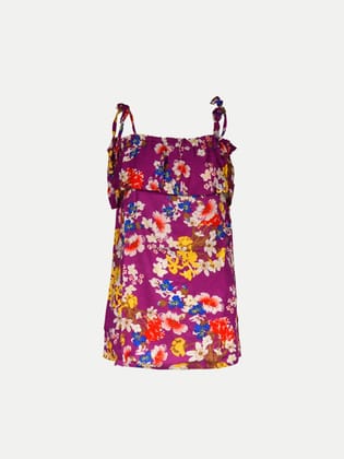 Women Dark Pink Sleeveless Printed Tops