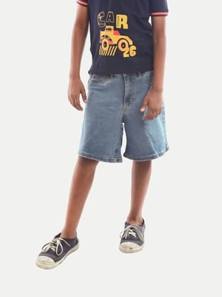 Teen Boys Blue Washed Denim Bermudas