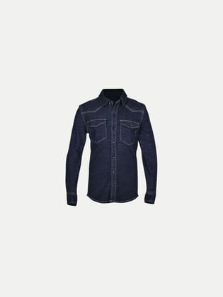 Teen Boys Navy-Blue Full Sleeved Fashion Denim Shirt