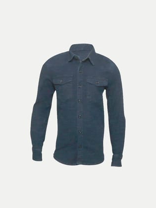 Teen Boys Navy-Blue Full Sleeved Fashion Denim Shirt