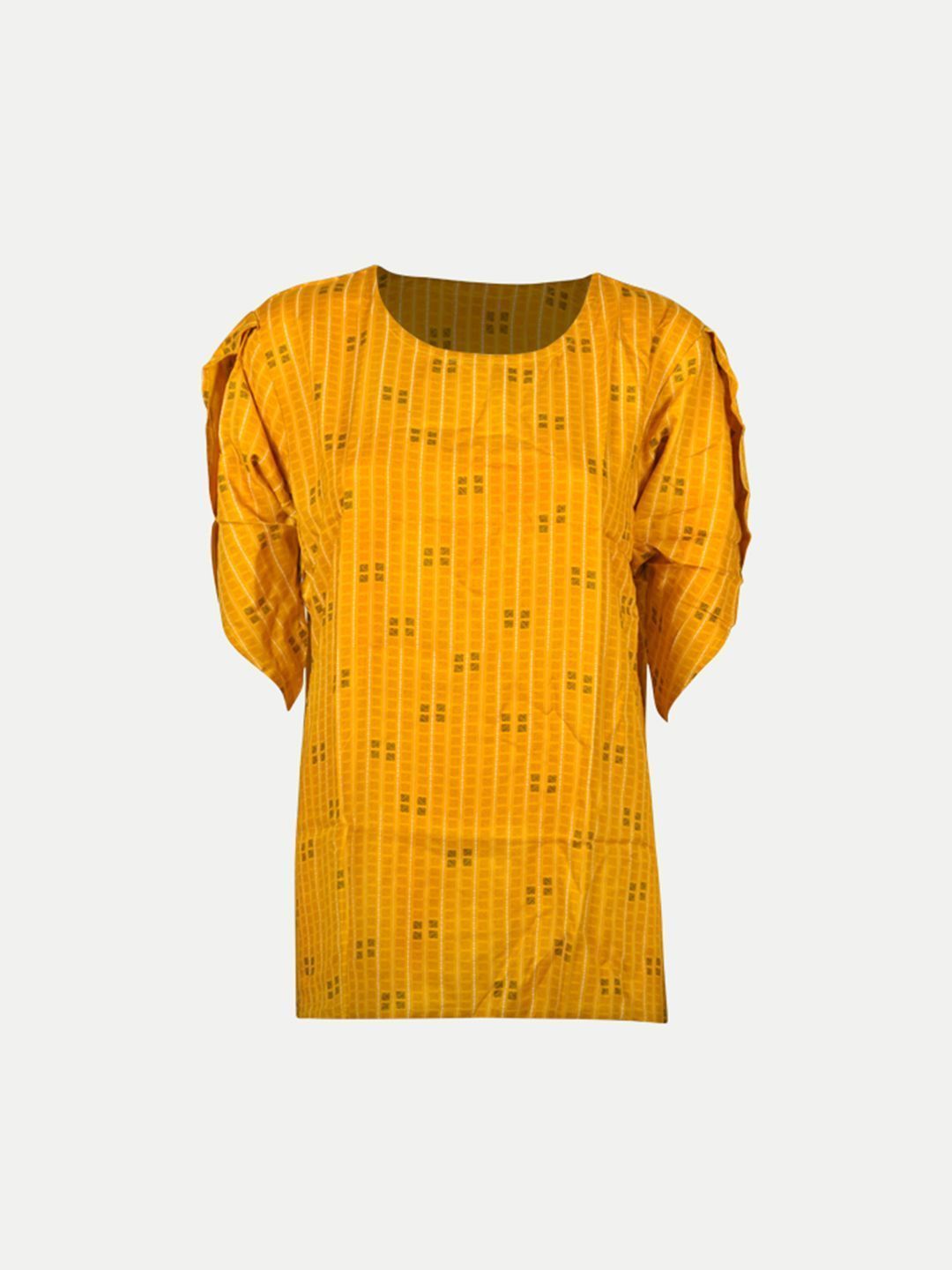 Women Printed Blouse- Yellow Colour