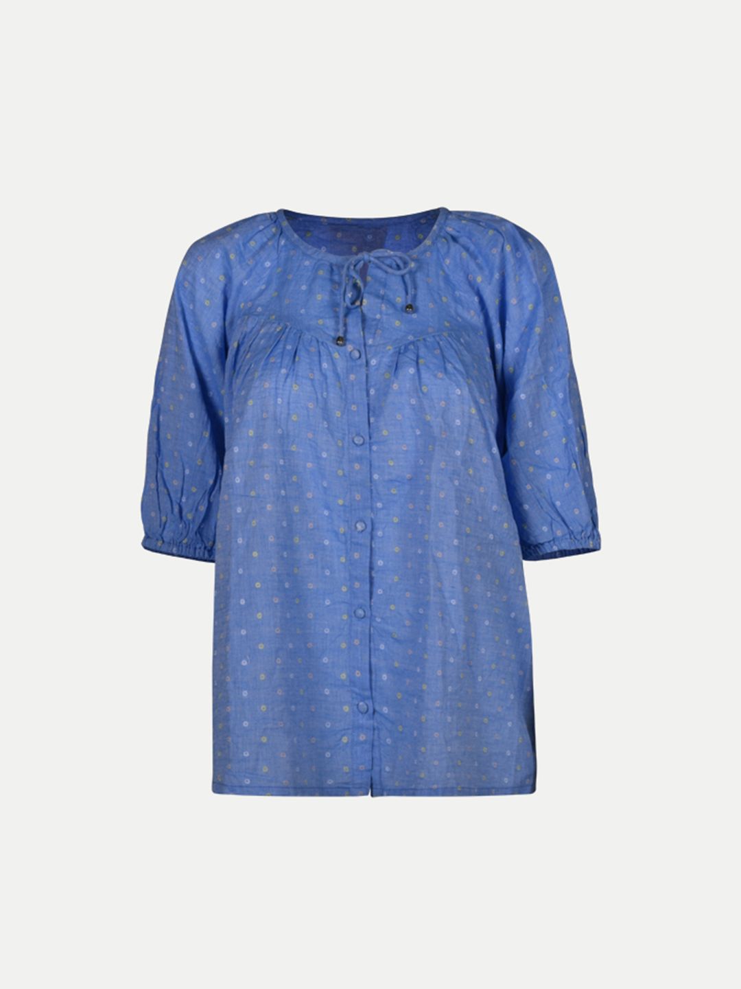 Women Printed Blue Blouse