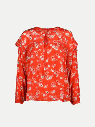 Women Printed Red Blouse