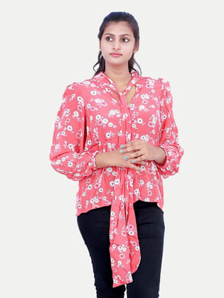 Women Red All Over Printed Blouse