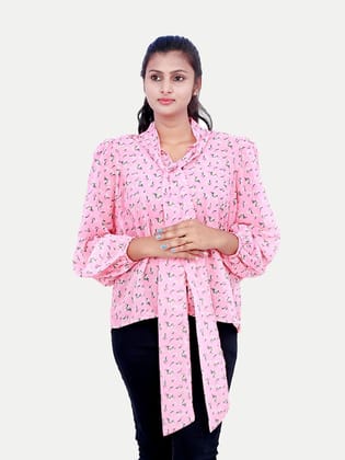 Women Printed Pink Blouse