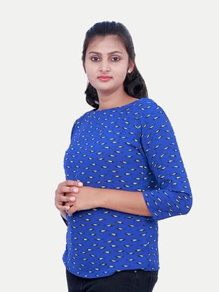 Women Royal Blue Printed Blouse