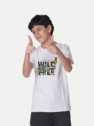 Teen Boy White Printed T-Shirt