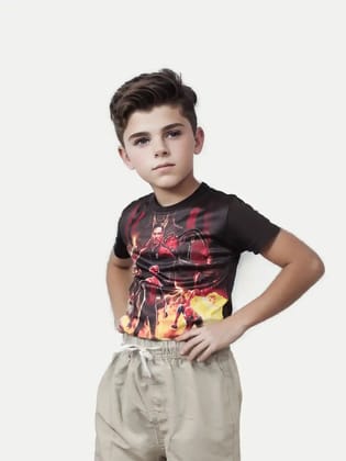 Teen Boys Black Graphic Spiderman Printed T-Shirt